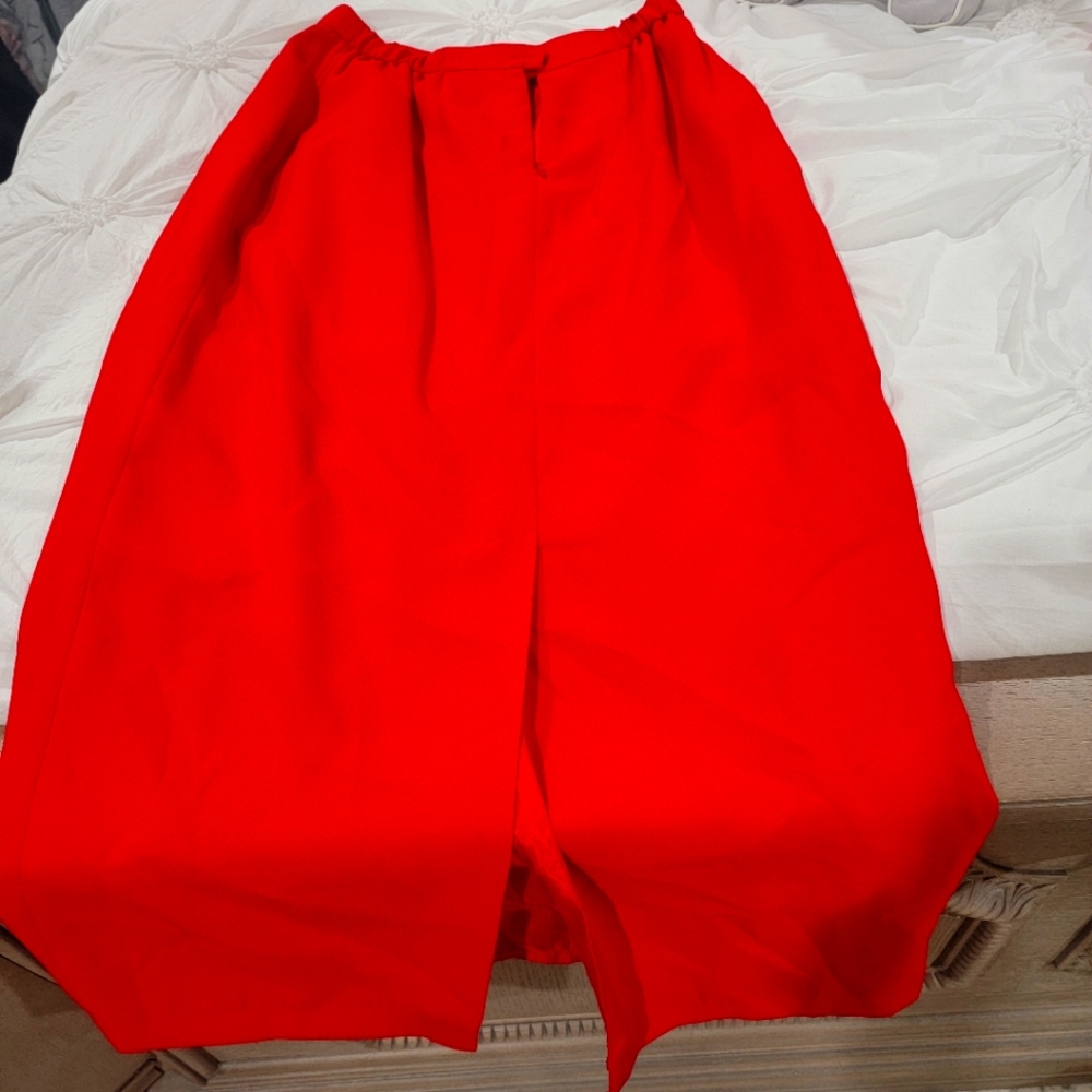 Long red skirt